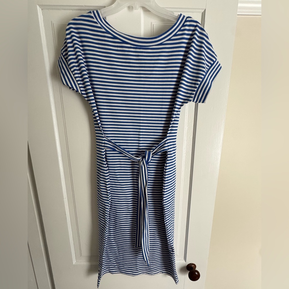 Blue and White Striped Dress